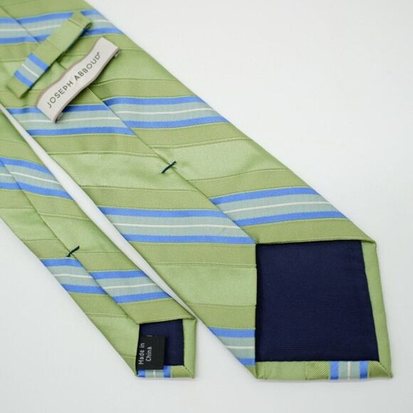 Joseph Abboud Green Blue Striped Woven Silk Tie - Picture 5 of 6